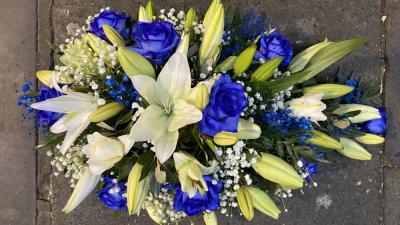 Lily and blue rose spray - Standard size - 2.5ft