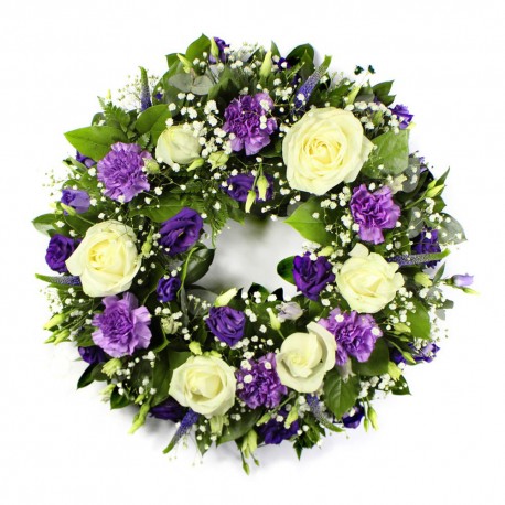SYM-316 Classic Wreath in Purple & White